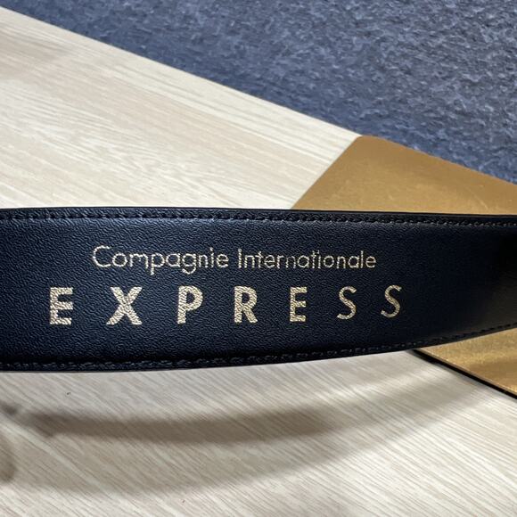 Vintage Express Concho Belt Womens Small/Black Croc Embossed Leather Brass - Picture 6 of 9